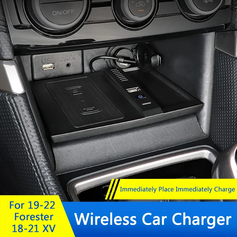 

QHCP Car QI Wireless Charging Phone Charger Charging Onboard 10W Charging Phone Holder Plate For Subaru Forester 19-24 XV 18-22