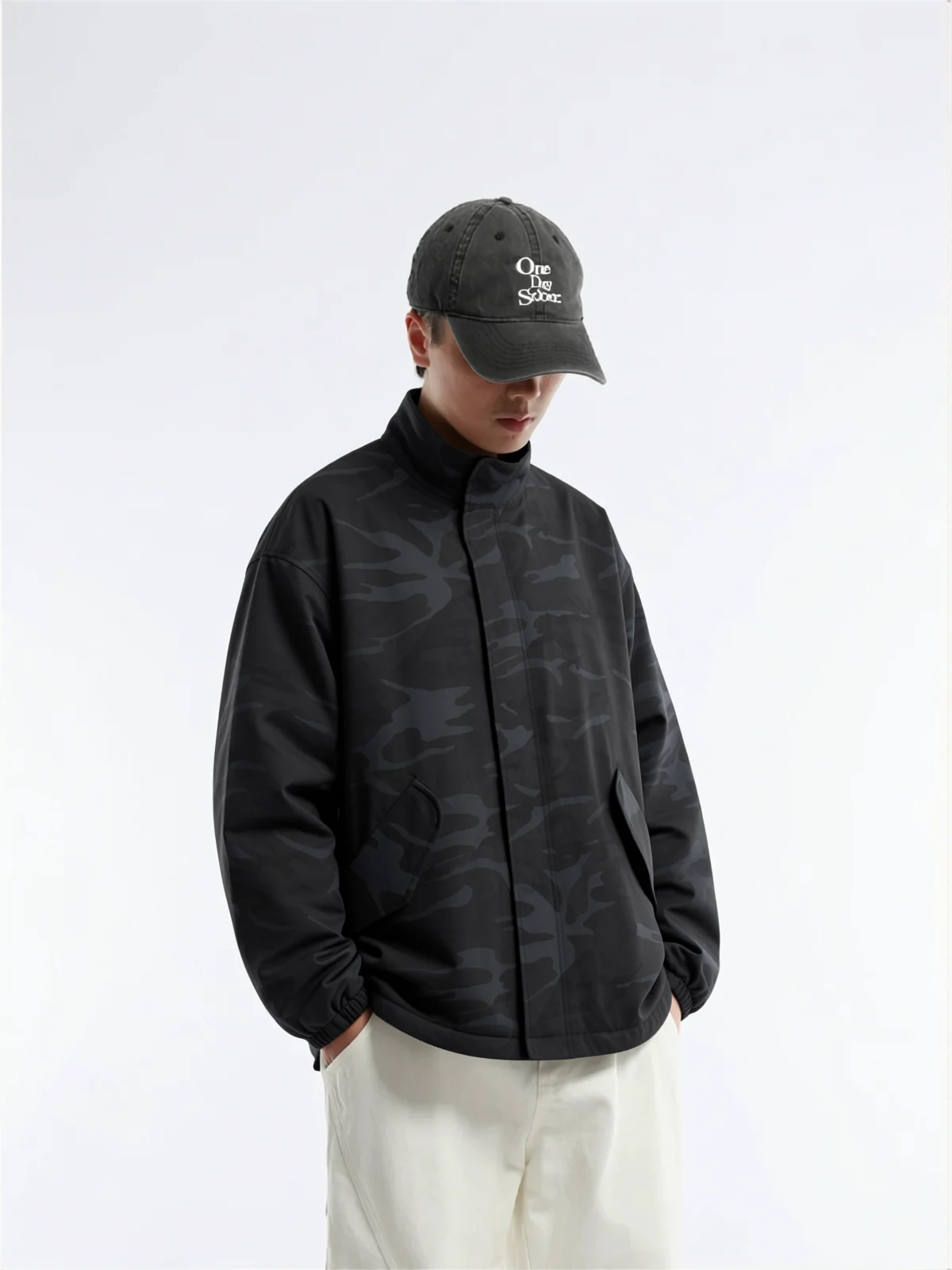 American Style Street Camouflage Loose Fit Cotton Jacket Men's 2026 Stand Collar Workwear Trendy Warmth Outerwear Top
