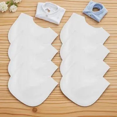 

8pcs Baby Bibs Cotton Drool Bib Infant Teething Toddler Double Layer Bandana Saliva Cloth Apron Newborn Girl White