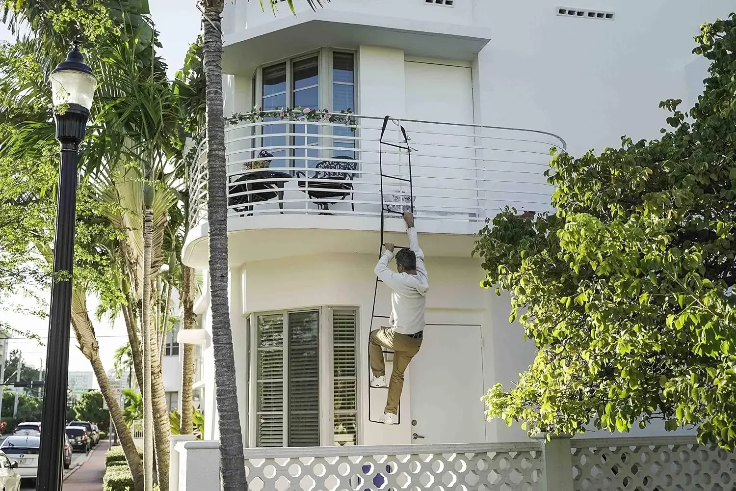 Reusable Fire Escape Ladder 3 Story 24 Foot | Made in USA Escape Ladders for 3-Story Homes | Compact | Lightweight & Portable