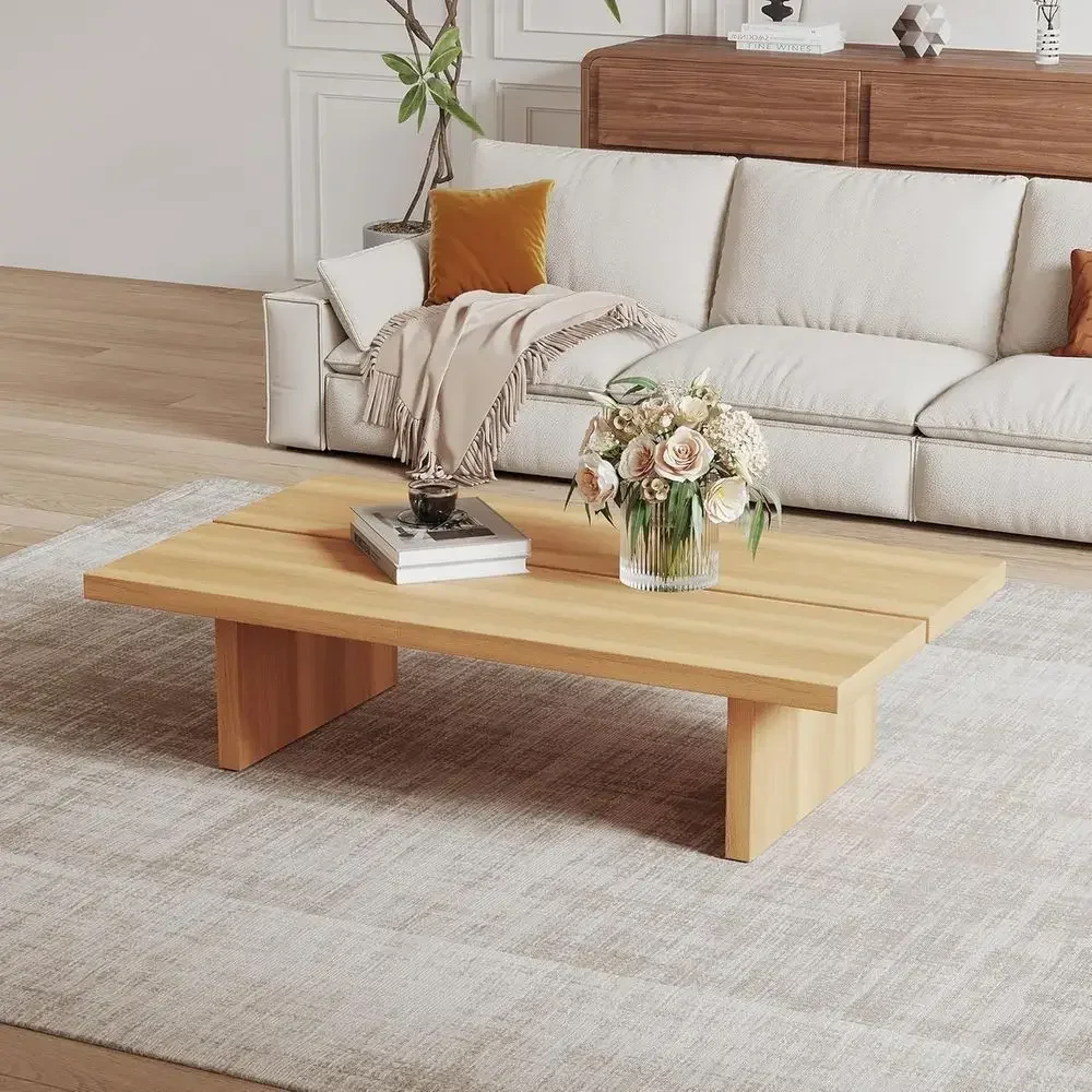 Light Wood Living Room Table, Natural Wooden Centerpiece, Japanese-Style Tea Table for Home Office