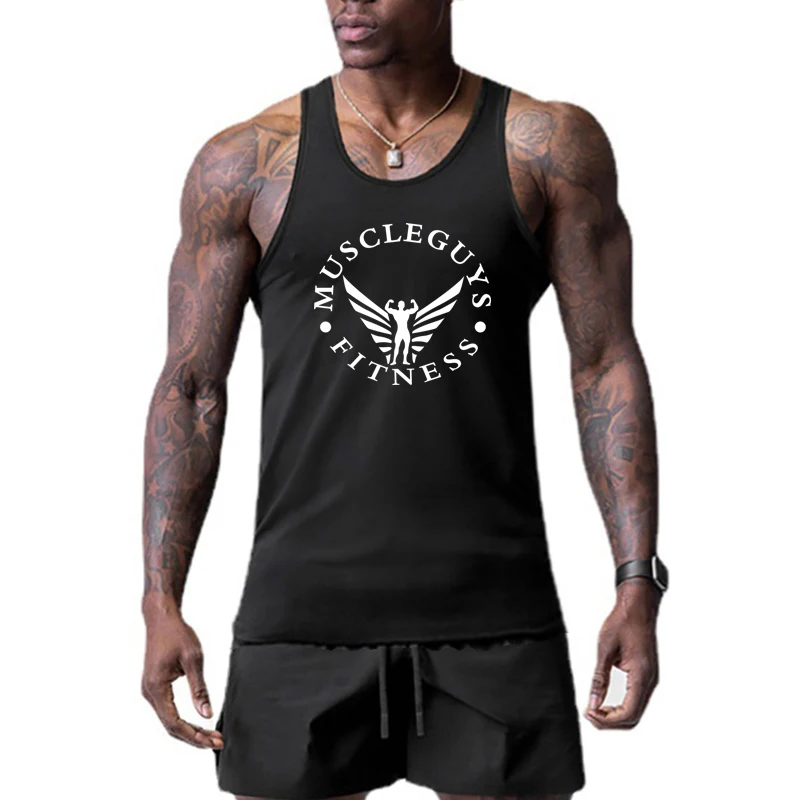 

Wholesale Men's Sports Circle Lead Tight Training Running Fitness Elastic Sweat Absorption Printed Summer Vest