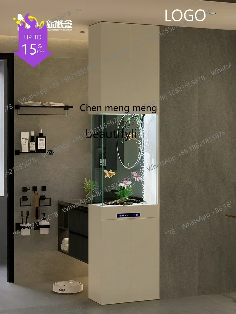 zqqFish tank new bathroom wet and dry separation partition cabinet screen living room entrance aquarium