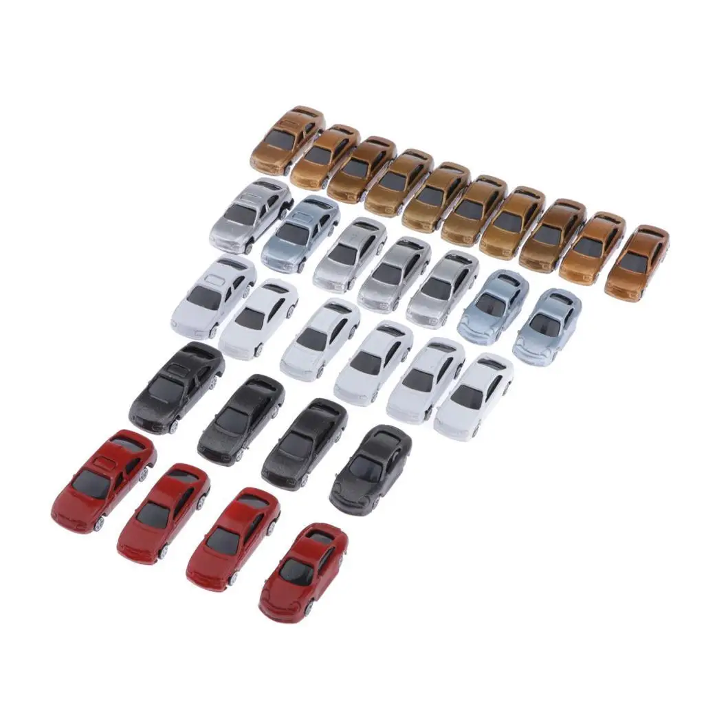 30pcs Painted Model Cars N Scale Train Street Road Scenery Landscape 1:150