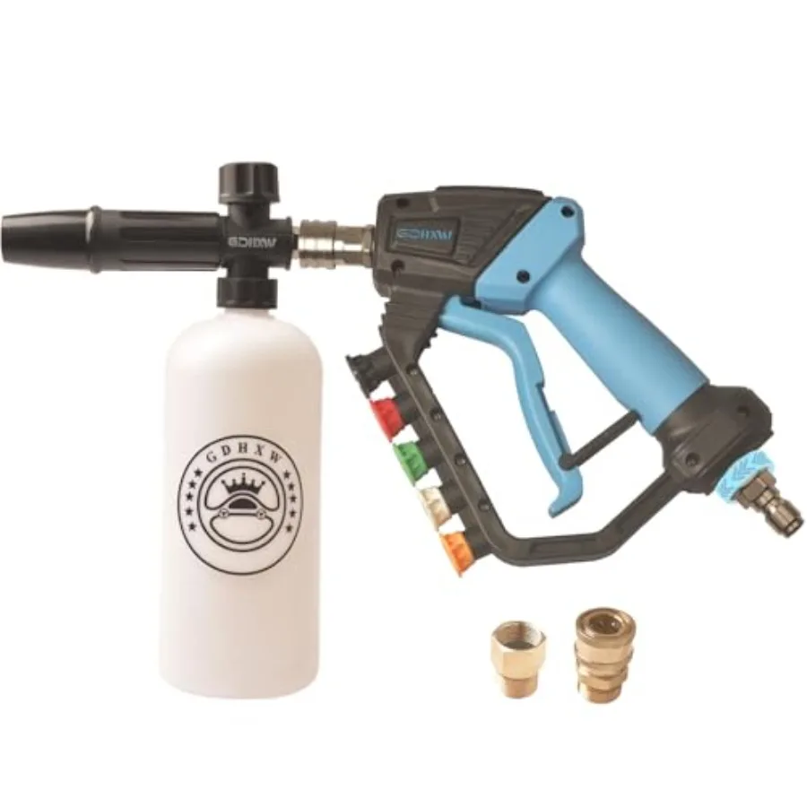 

5000 PSI High Power Pressure Washer Gun with Swivelwith Foam Cannon 2 Adapter 5 Pressure Washer Nozzles