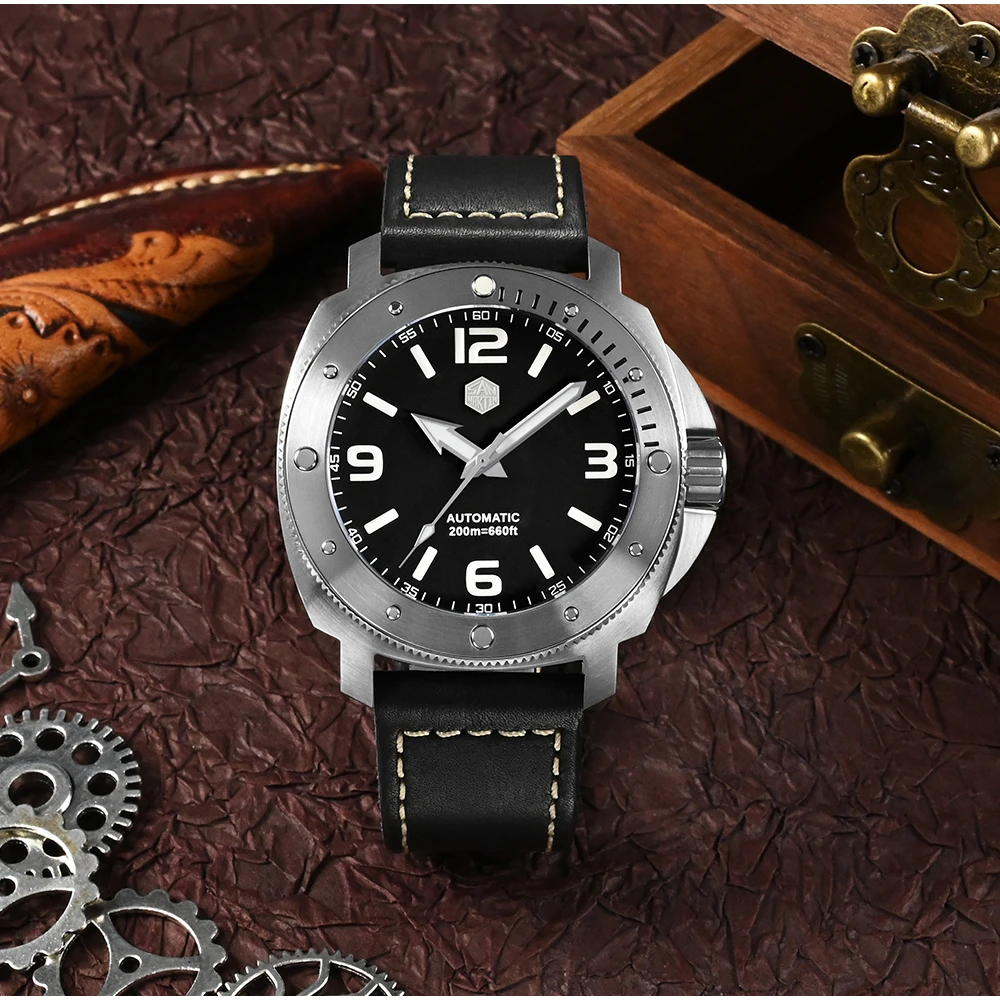 

San Martin Miyota 8315 Mechanical Men Watch 43mm Luxury Classic Military Automatic Sapphire 20ATM Luminous BGW9 Wristwatch