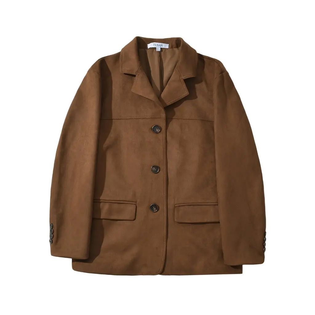

Women's Vintage Suede Jacket Autumn New Maillard High-End Loose Profile Top for Casual Wear