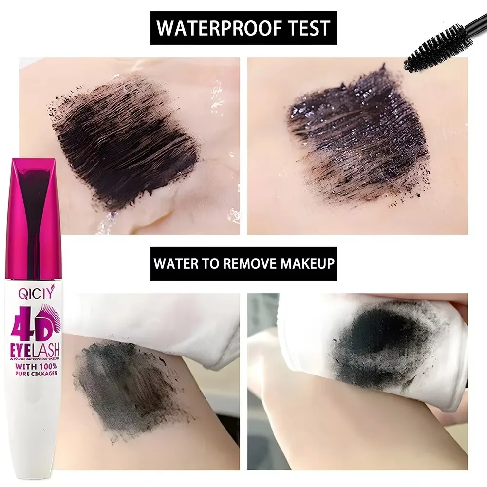 Black 4D Mascara Waterproof Extra Long Natural Curling Mascara Smudge-Resistant Volume Lasting Big Eye Makeup Novice Quick Start