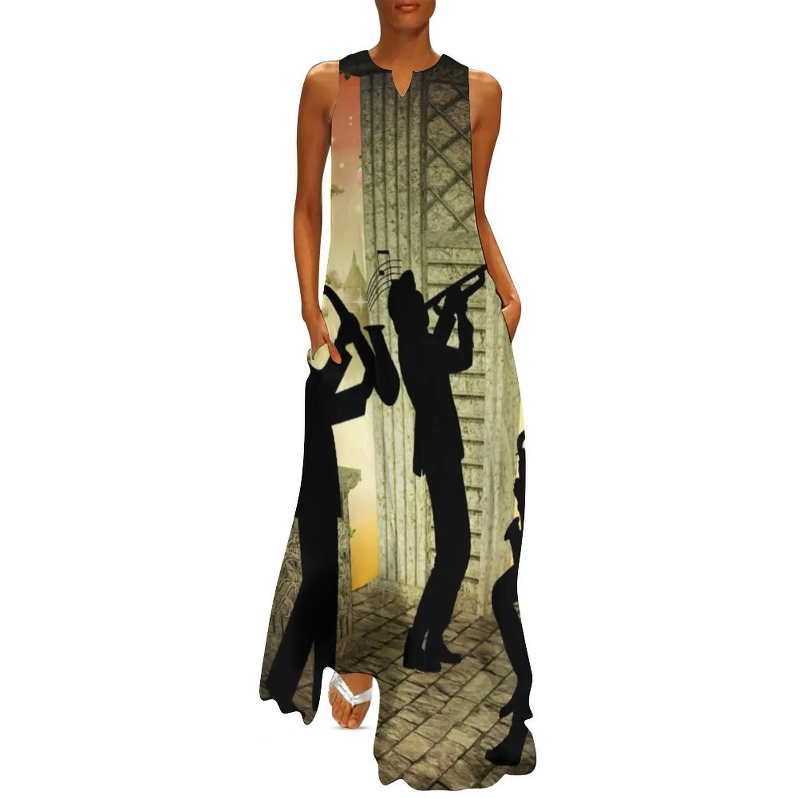 

International Jazz Music Band Long Dress evening dresses women elegant women's sets Dress