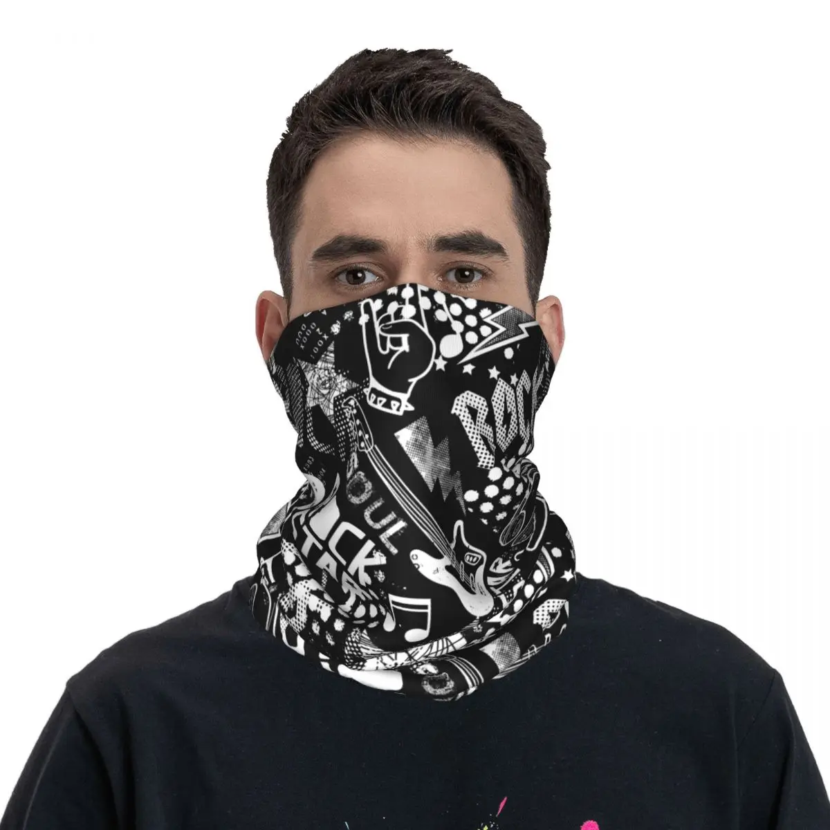 Gitara Rock Star Music Cool Bandana Neck Cover Printed Wrap Scarf Warm Face Mask Riding Unisex Adult Winter