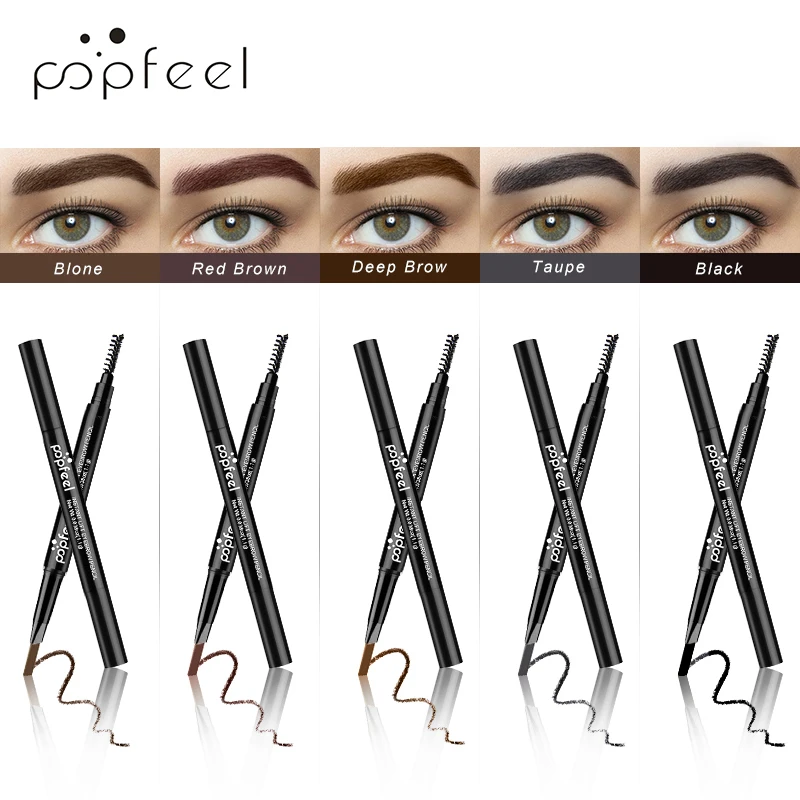 POPFEEL Waterproof Dual-Ended Eyebrow Pencil - Long-Lasting, Sweat-Resistant Formula for Defined and Structured Brows，Beginners。