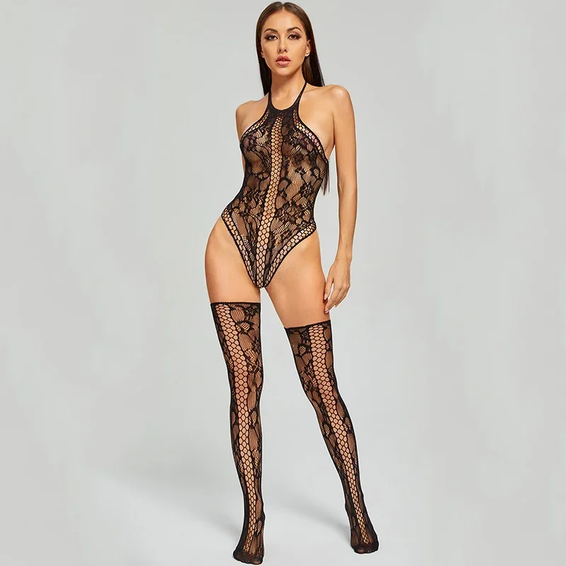 Sexy  Fishnet Bodysuit Stockings Set Sex Mesh Tights Women‘s Secret Clothes Exotic Bodysuit Porno Lace Lingerie Sleepwear Set