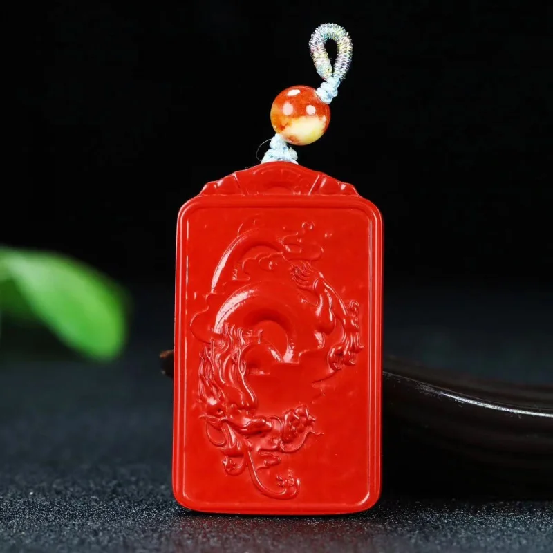 Factory Direct Sales Cinnabar Dragon Pendant 2024 Birth Year Men and Women Charm Necklace Good Luck Live Delivery