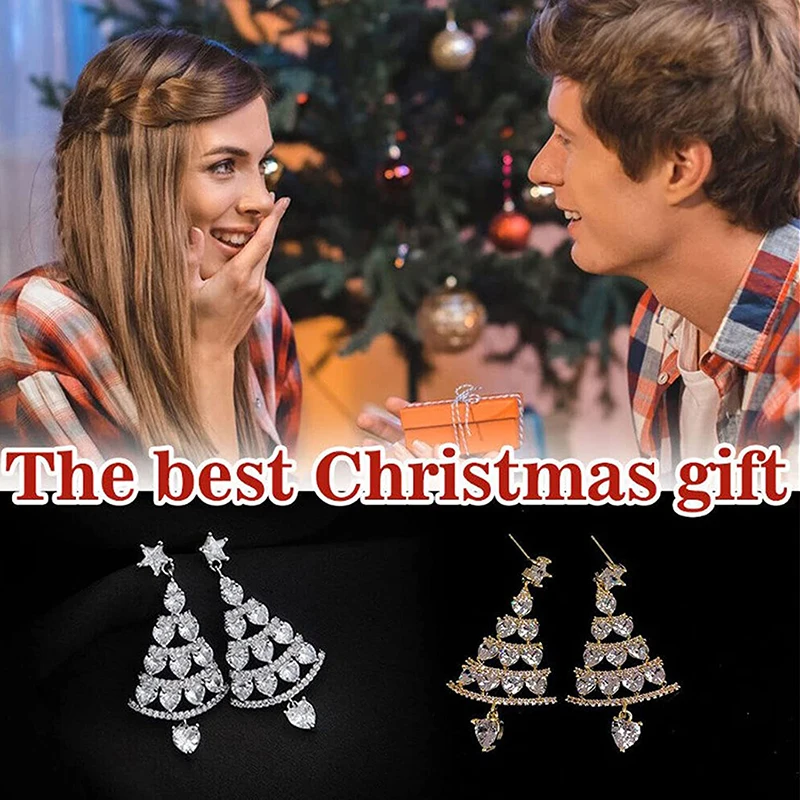 Christmas tree earrings women\'s high-end sense earrings temperament all-match thin face earrings for Christmas Accessories