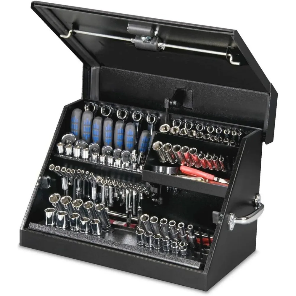 Montezuma SM200B Cassetta degli attrezzi triangolare portatile da 22,5 pollici con acciaio resistente e stoccaggio metrico/SAE