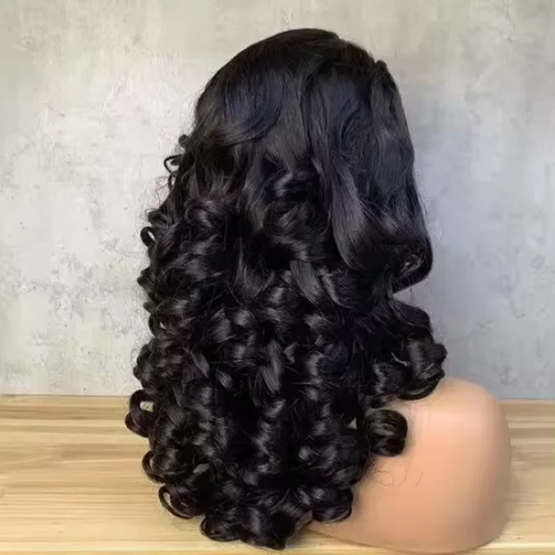 250% High Density Bouncy Curly Human Hair Wigs 13x4 Lace Frontal Fumi Hair Wigs for Black Women Loose Wave Bob Wig PrePlucked