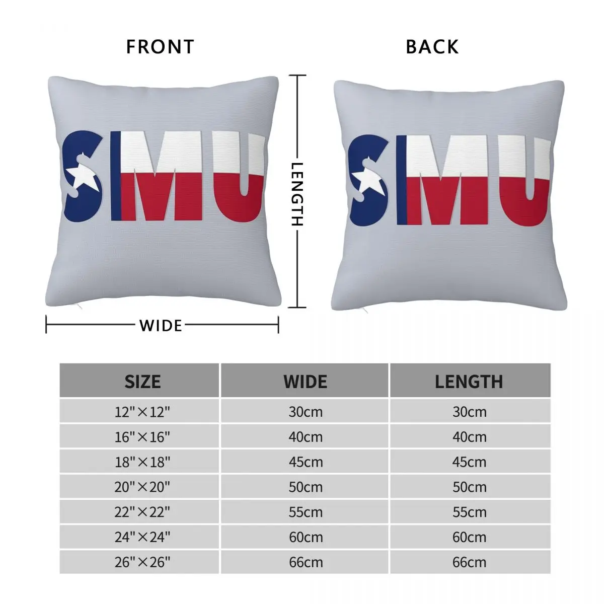 Southern Methodist University Texas Square Pillowcase Polyester Linen Velvet Pattern Zip Decorative Throw Pillow Case Sofa Cover