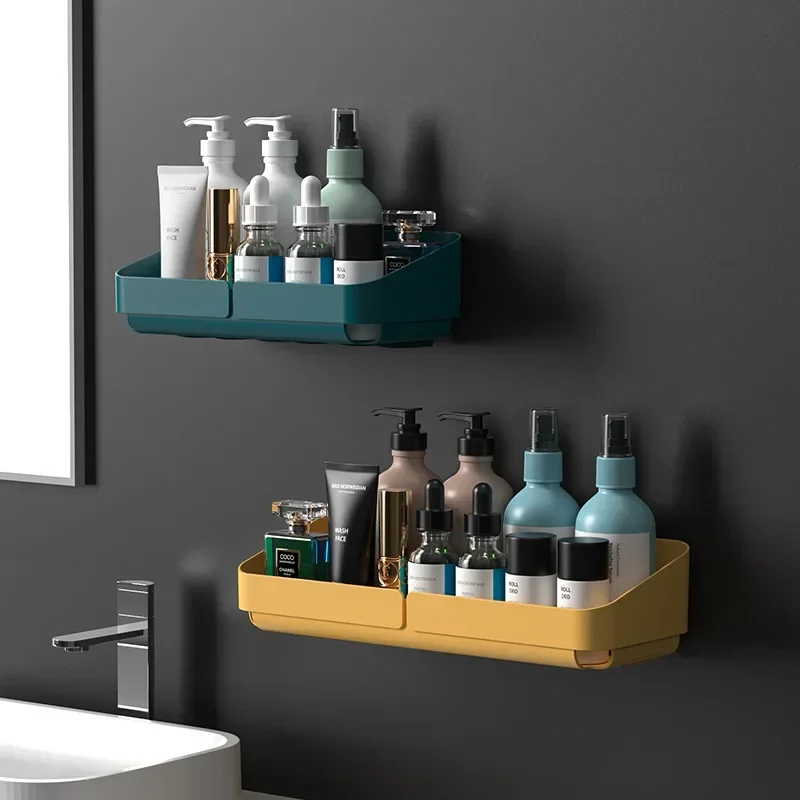 

Storage Rack Shelf for Cosmetics Bathroom, Wall Spice Organizer, No Drilling, Kitchen Convenience, Shower Accessory