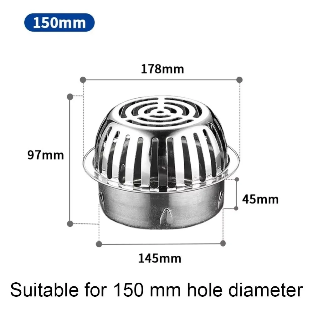 New Stainless Steel Floor Drain Strainer Anti-Clog Convex Floor Drain Filter Round Shape Slotted Filter Screen Cover Garden