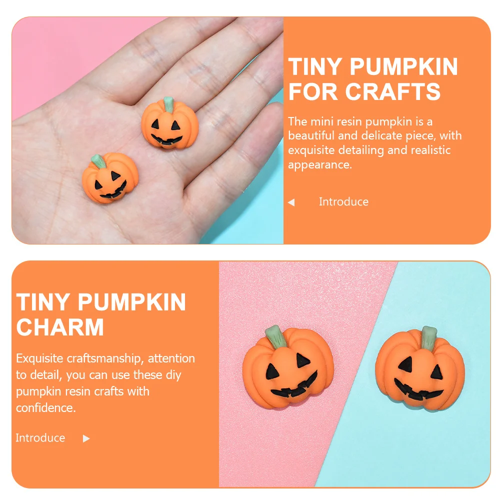 50 قطعة صغيرة الراتنج اليقطين السحر السائبة الصغيرة DIY بها بنفسك اليقطين ديكور للحرف جراب هاتف صنع المجوهرات ديكور الهالوين #2