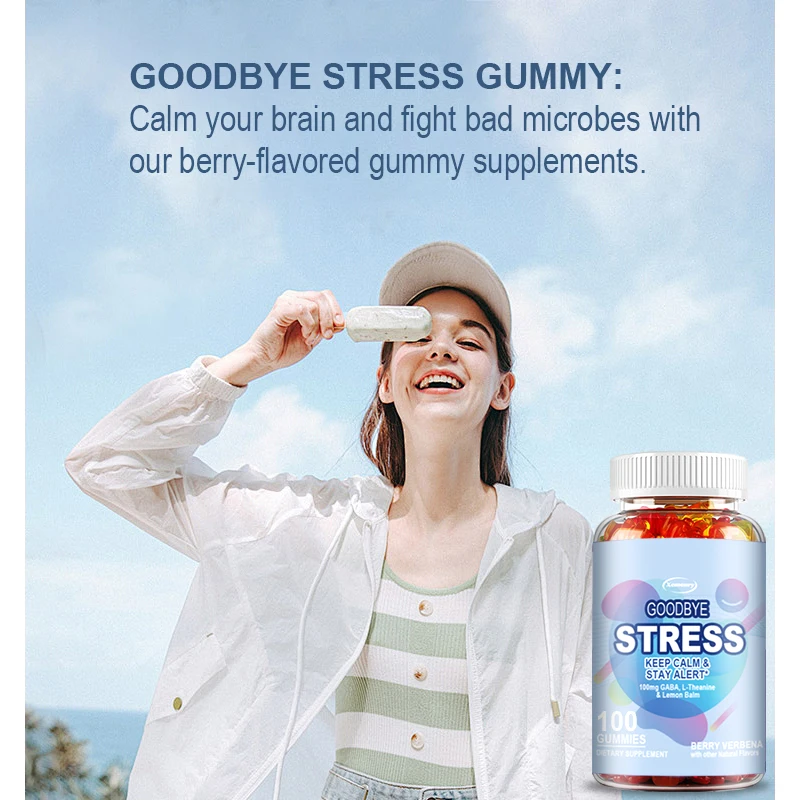 Goodbye Stress Gummies - Contains GABA, L-Theanine, Mood and Stress Relief, Gluten Free, Non-GMO