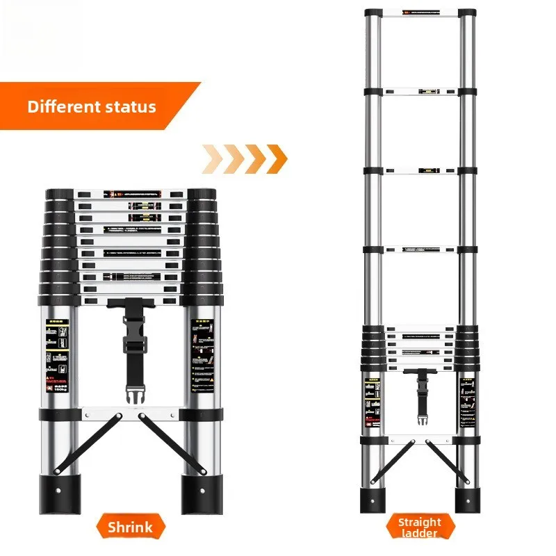 Portable Ladder Thickened Step Ladder Multi Household Indoor Folding Ladder Function  Stainless Steel Telescoping Ladder