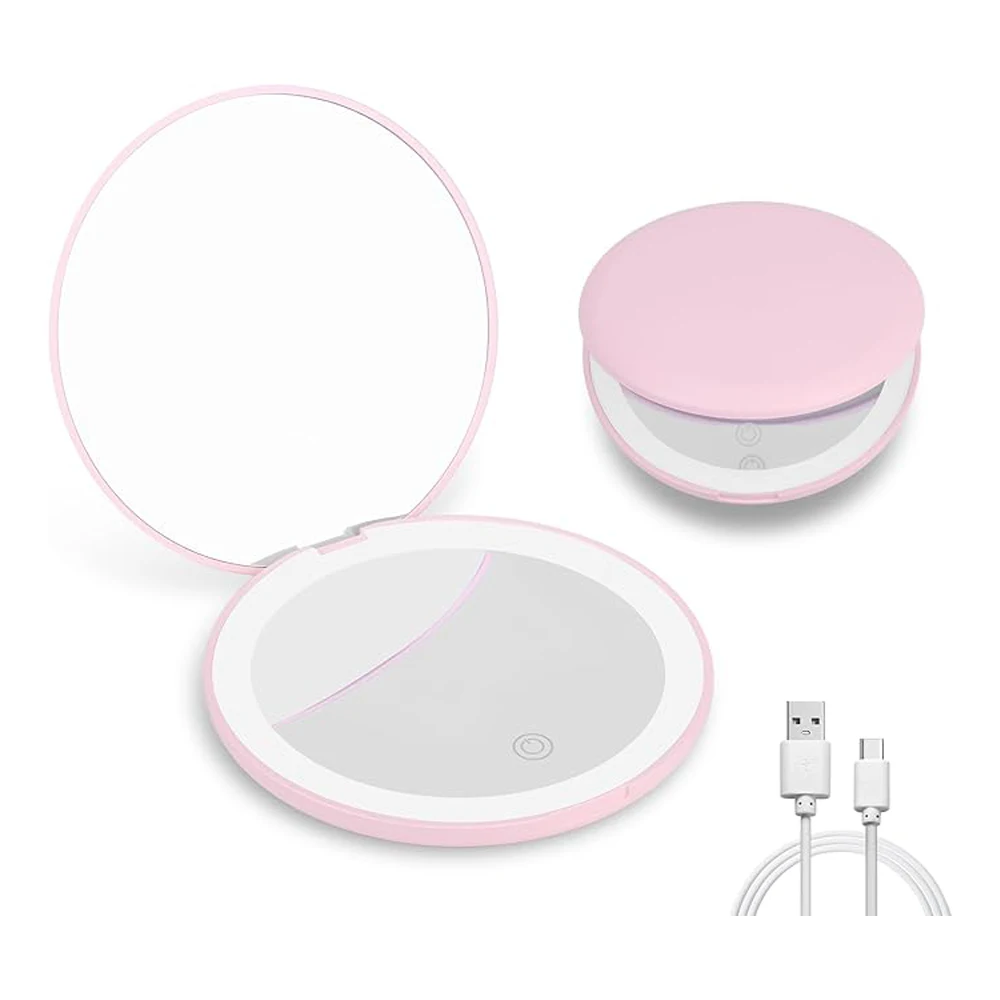 

Зеркало для макияжа со светодиодной подсветкой, портативное компактное зеркало для красоты