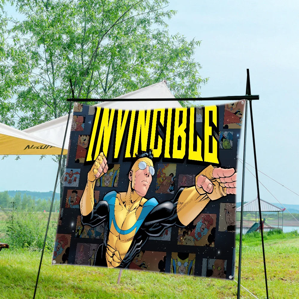 I-InvincibleS Heros Cool Flag Creative Pattern Hanging Polyester Printed Banner Hand Pulled Flag Class Camping Birthday Outdoors