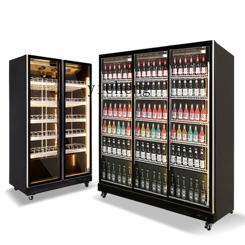 ZC Refrigerated Display Cabinet Commercial Four-Door Refrigerator Supermarket Fresh Cabinet Three-Door Drinks Cabinet