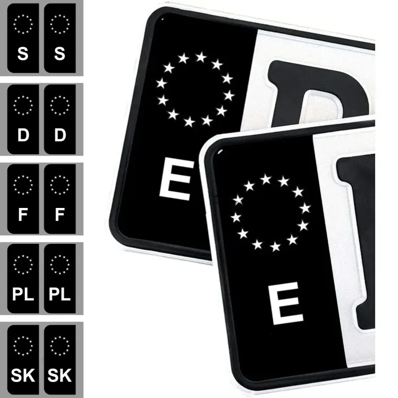 European Flag License Plate Sticker Durable Vinyl Decal Waterproof Scratch Resistant Removable Car Exterior Decoration