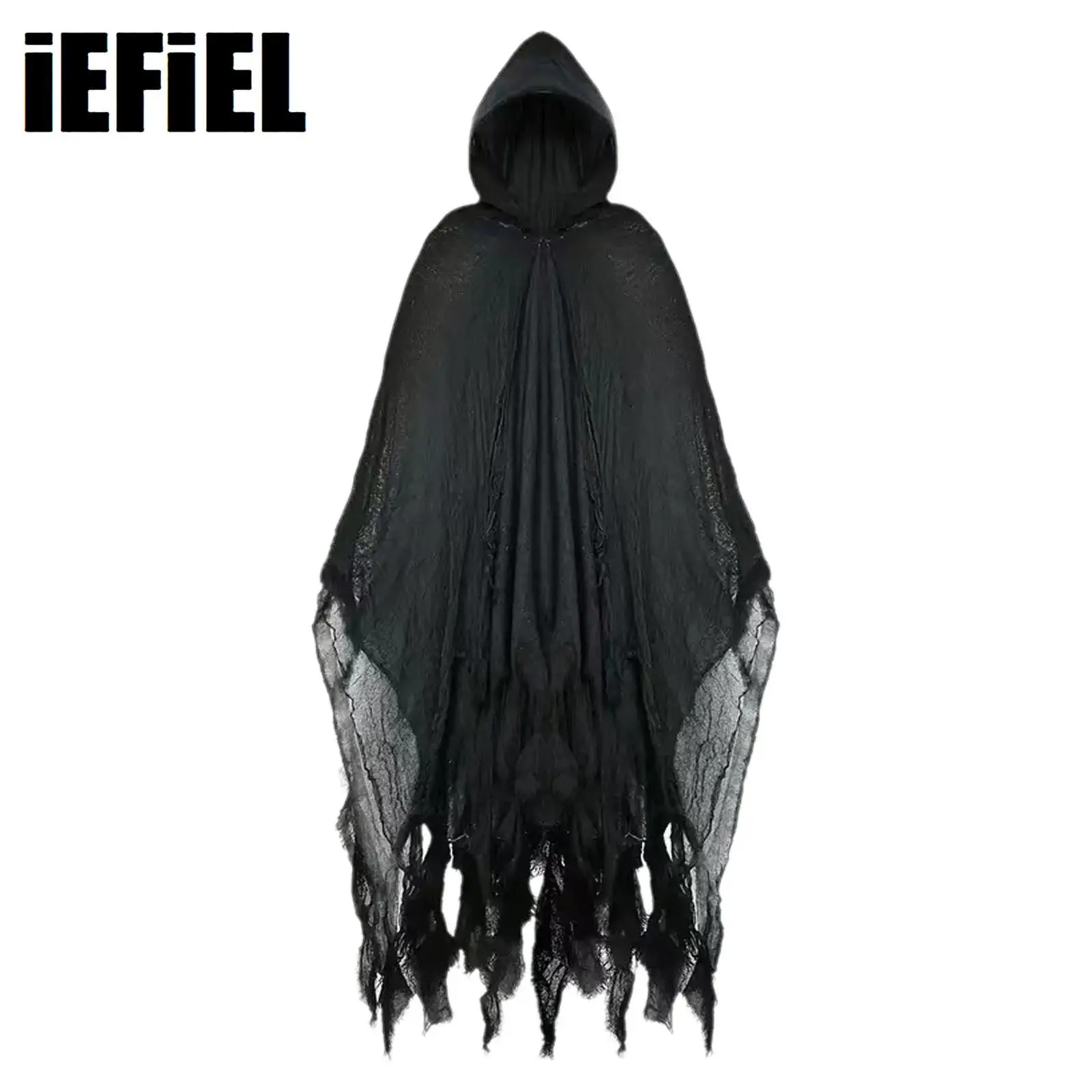 

Adults Halloween Grim Reaper Costume Scary Cloak Witch Hooded Cape Bar Home Halloween Hung Shroud Scary Cloak Witch Cosplay Prop