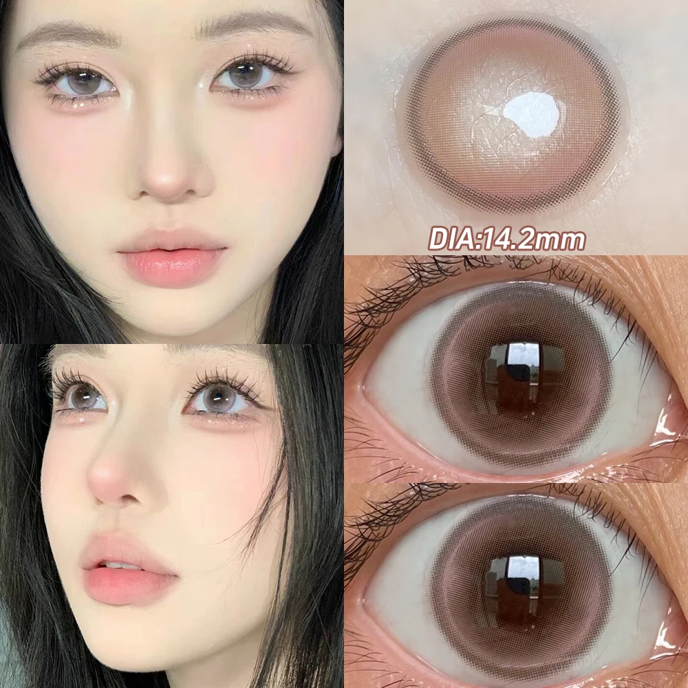 OVOLOOK-Pink Lenses Color Contact Lenses for Myopia Beauty Eye Color Lenses Fashion Natural Pupils Grey Brown Blue Lens 1 Pair