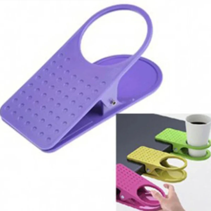 Portable Drinking Cup Holder Desk Table Side Bottle Clip Clamp For Offices Cup Coffee Drink Holder