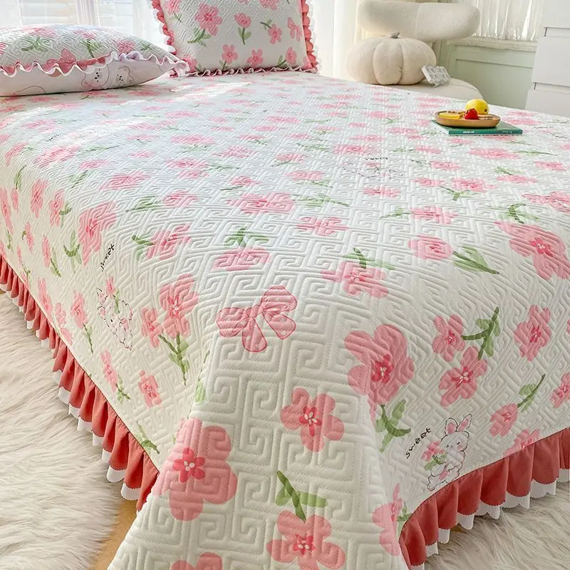 Non-Slip Laminated Cotton Bed Cover, Three Set of Bed Sheets, Thickened, 100% Cotton, All-season, All-purpose Bed Cover, Blanket