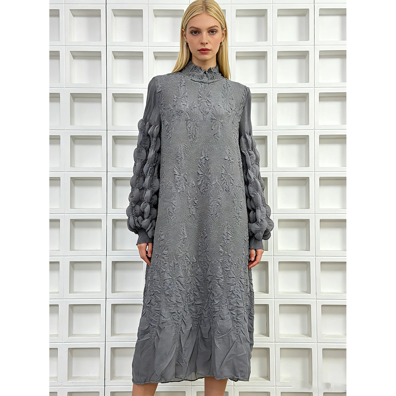 

Роскошное женское платье Hanrted с вышивкой, пышными рукавами и плиссировкой, свободного кроя, для весенней моды, трансграничная торговля