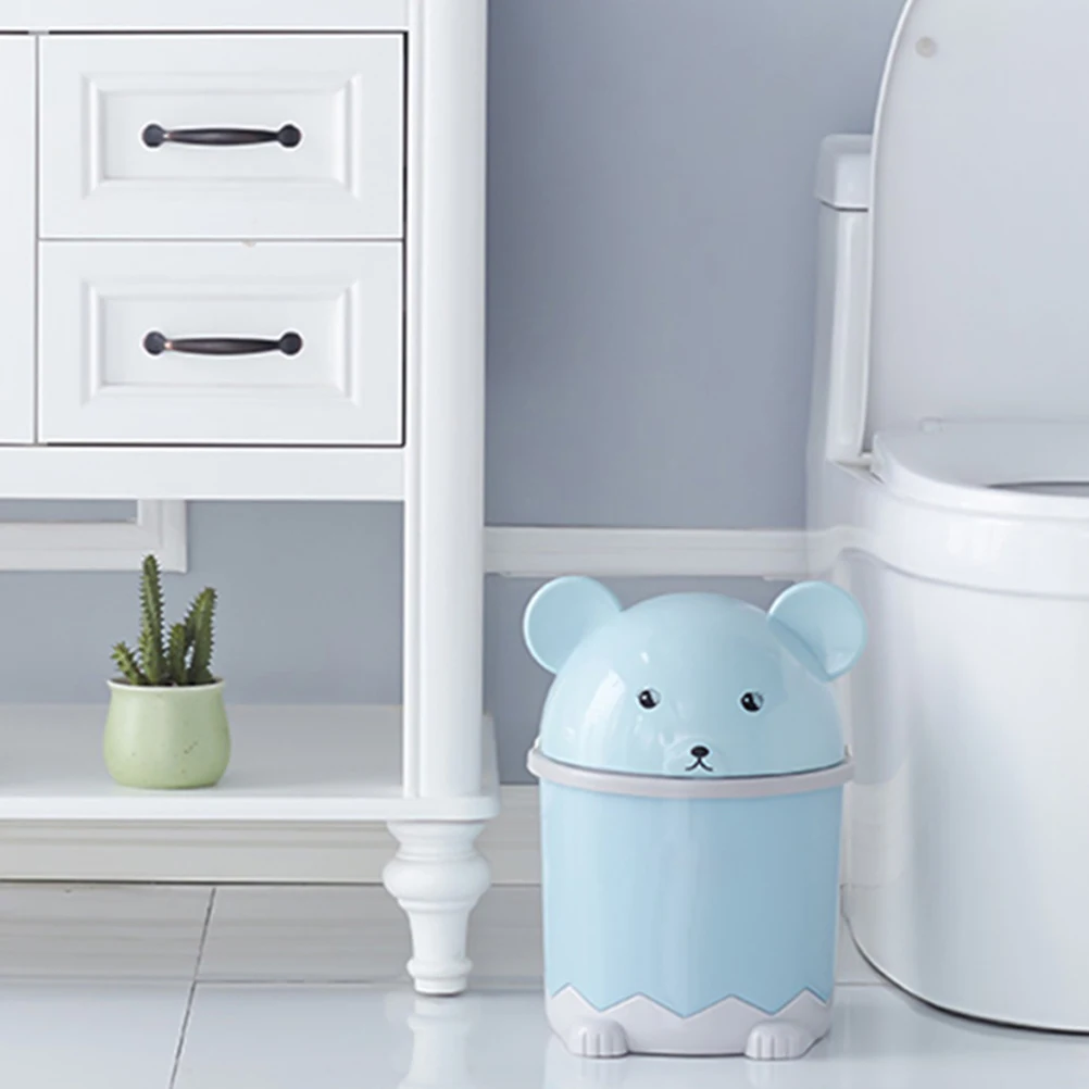 

Panda Trash Can Desktop Small Garbage PP Material Mini Bin for Home Office Bedroom Kitchen Clamshell Design Easy Open Cartoon