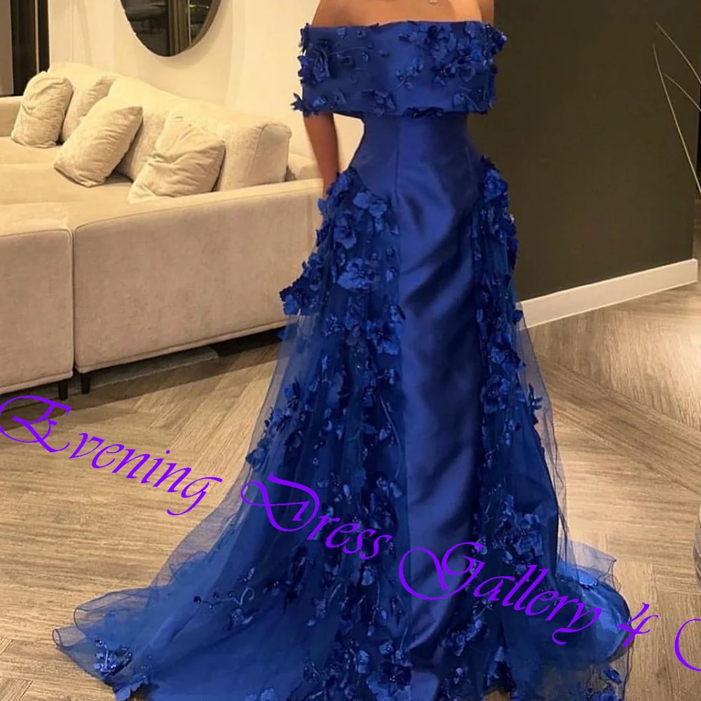 Customized Exquisite Appliques Boat Neck Floor Length Vestidos De Fiesta A-Line Satin Off The Shoulder Vestidos Para Mujer