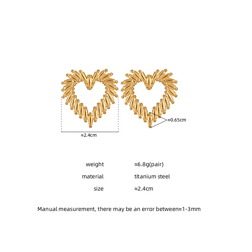 Minimalist Stylish Irregular Hollow Love Heart Shape Stainless Steel Earrings Special New Year Gift for Women Fashion Jewelry