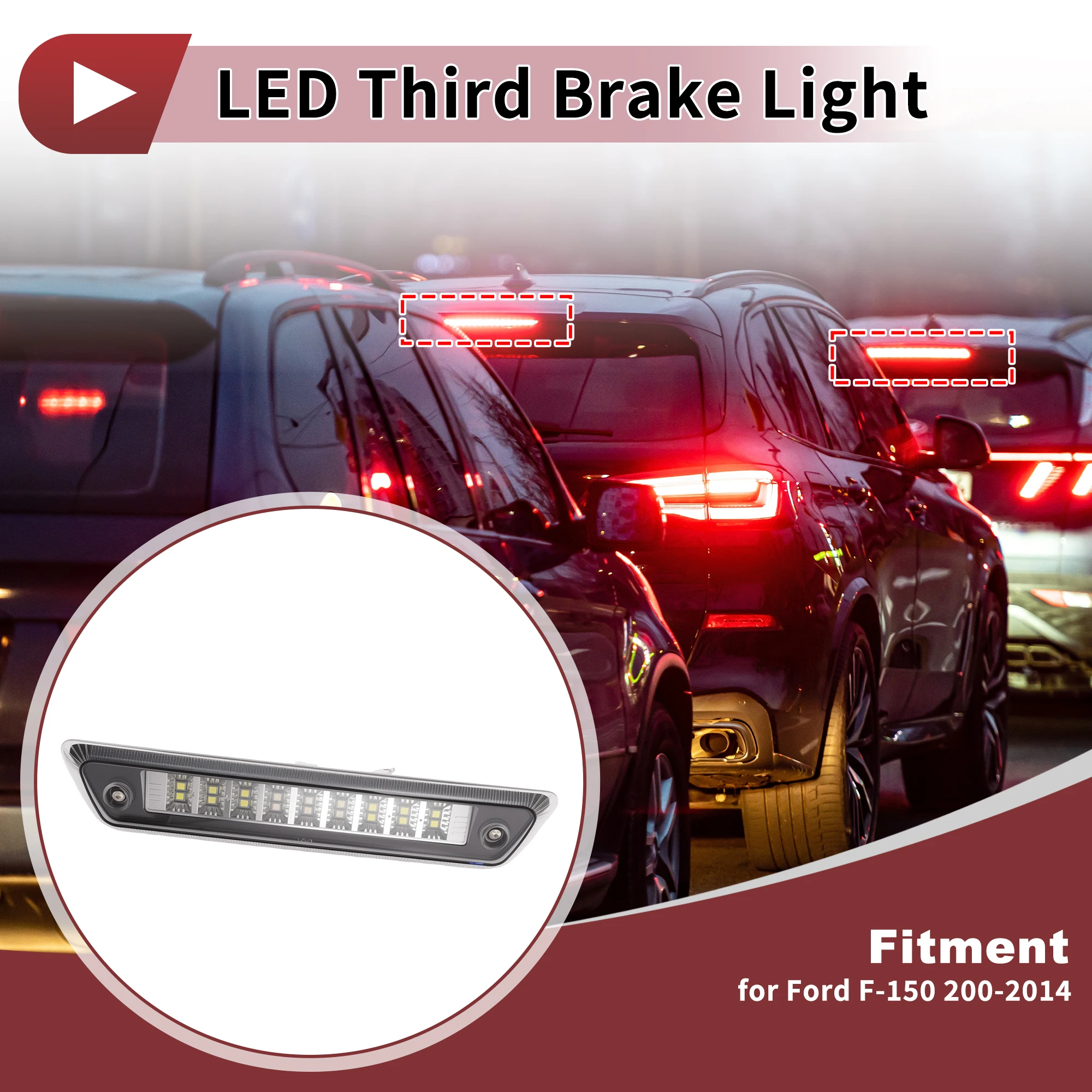 UXCELL High Mounted LED Third Brake Light for Ford F-150 200-2014 923-236