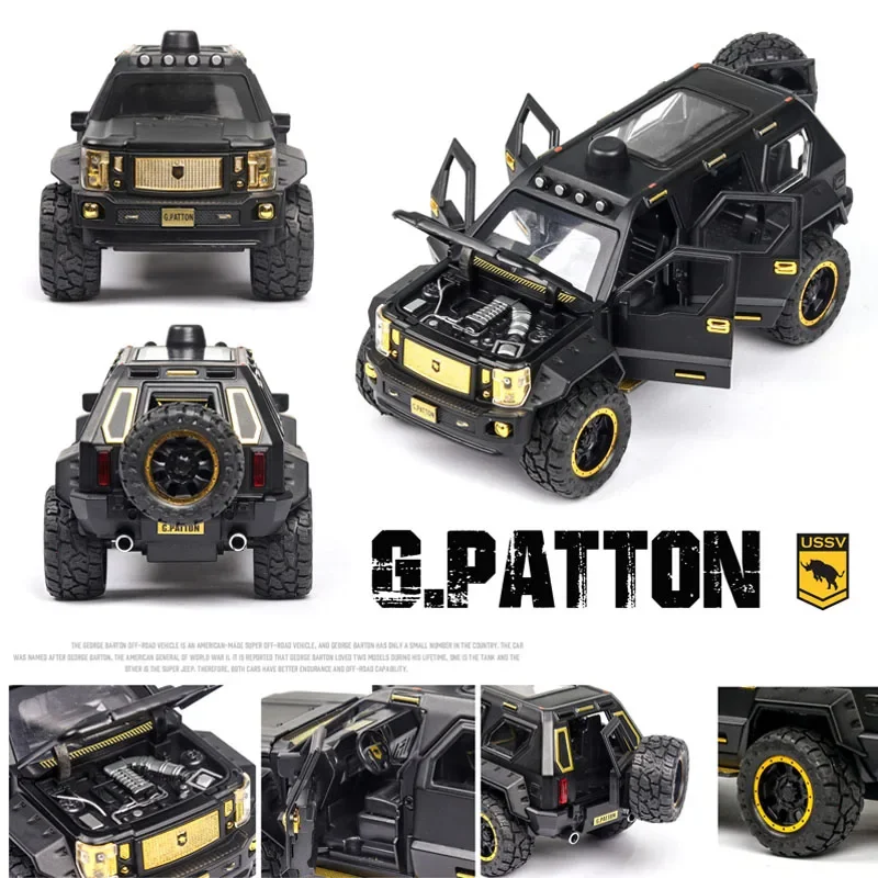 KaKBeir 1:24G.PATTON coche modelo de coche de aleación fundido a presión coche de juguete modelo Pull Back juguete para niños coleccionables envío gratis