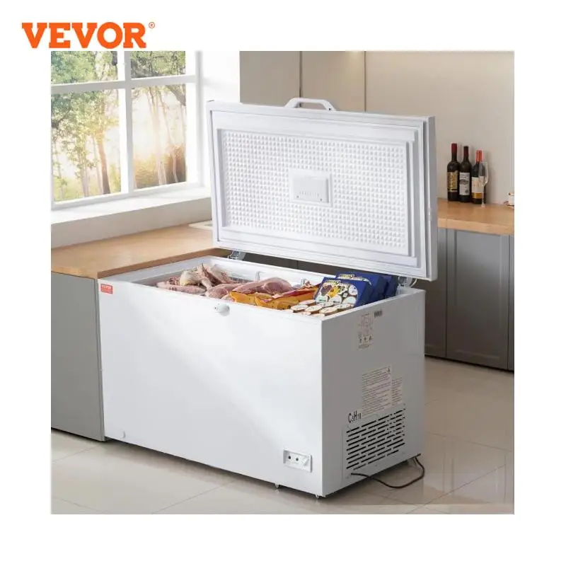 

VEVOR Chest Freezer 12.8 Cu.ft / 345 L 4 Removable Baskets with Locking Lid 7-Level Adjustable Temp LED Lighting 6 Wheels