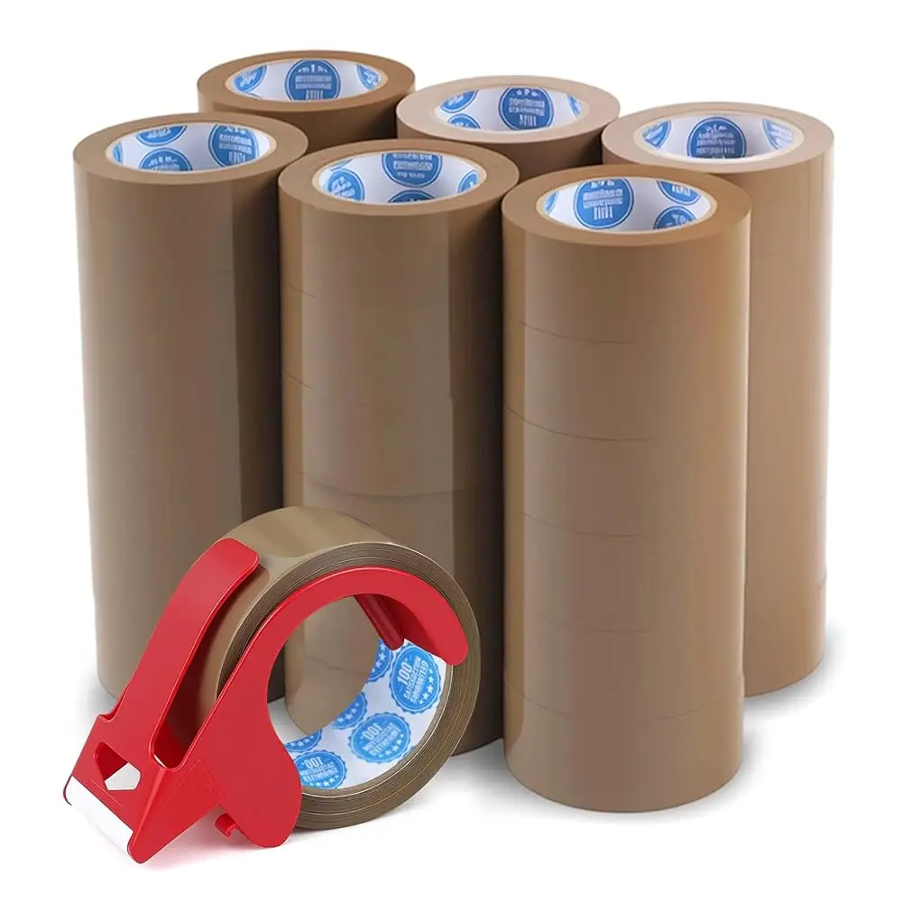 

Коричневая упаковочная лента, 36 рулонов (2 дюйма x 55 ярдов, 2,0 мил) – пластиковая лента для коробок, переездов и хранения, не из крафт-бумаги