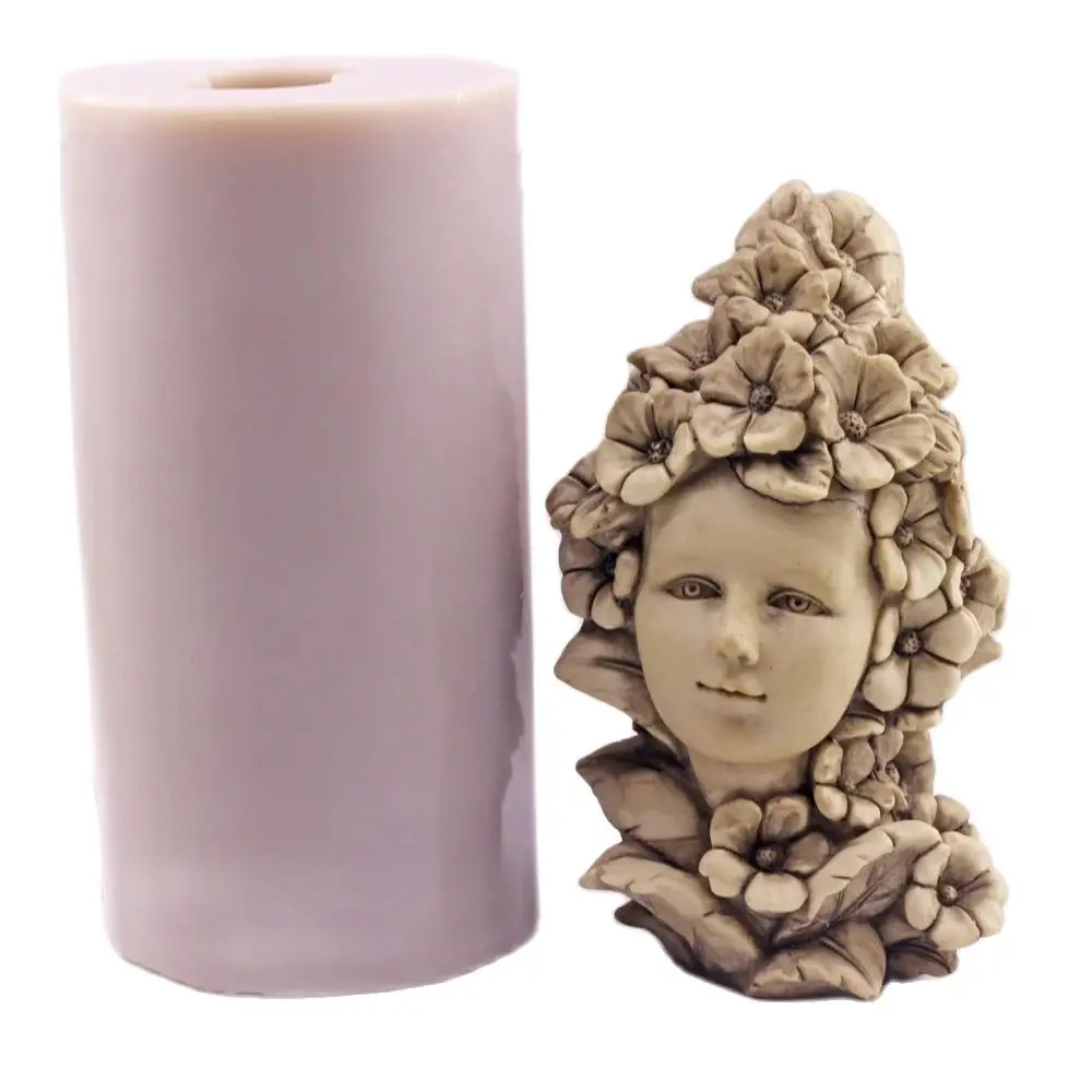 

3D Flowers Fairy Silicone Chocolate Mold Girl Head Sugarcraft Cake Decor Baking Mould DIY Party Birthday Candle Soap Gypsum Tool