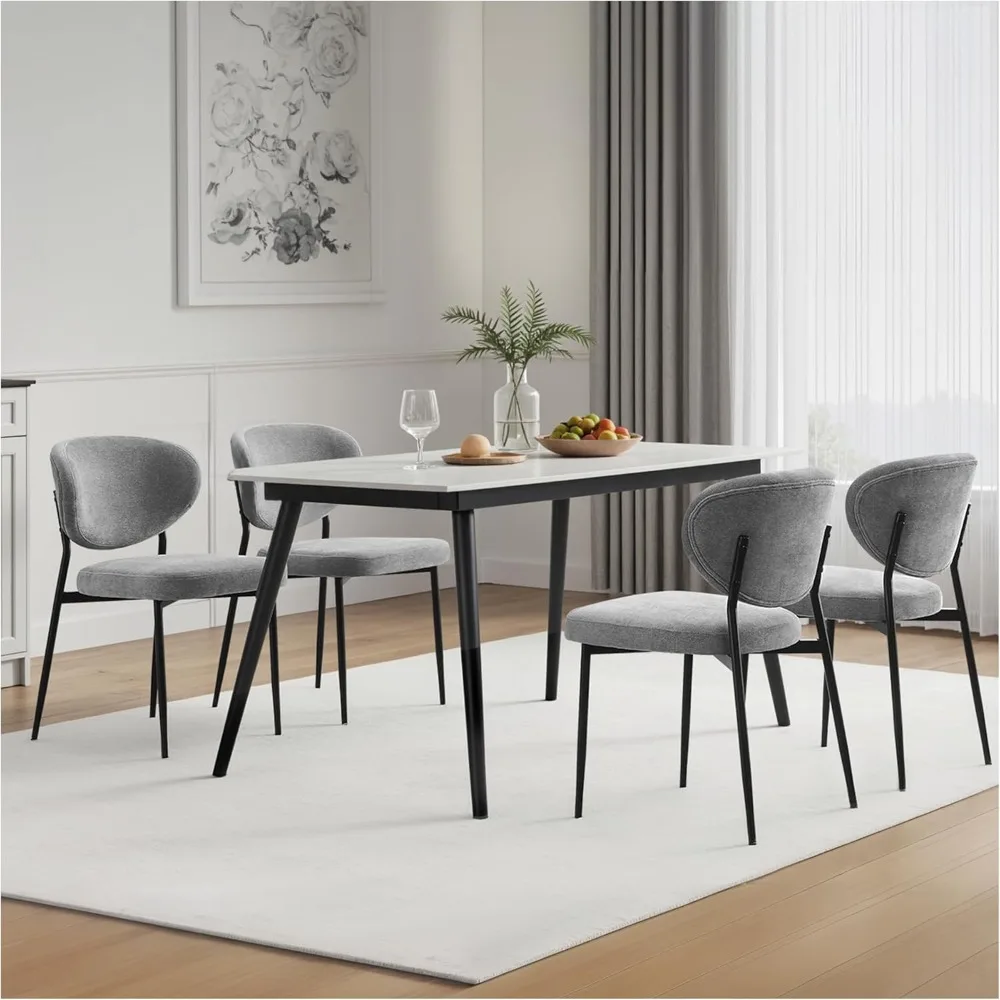 Dining Chairs Set of 4 Modern Chenille Upholstered Kitchen & Dining Room Chairs Wide Seat Filled with 58D Memory Foam Cushion Er