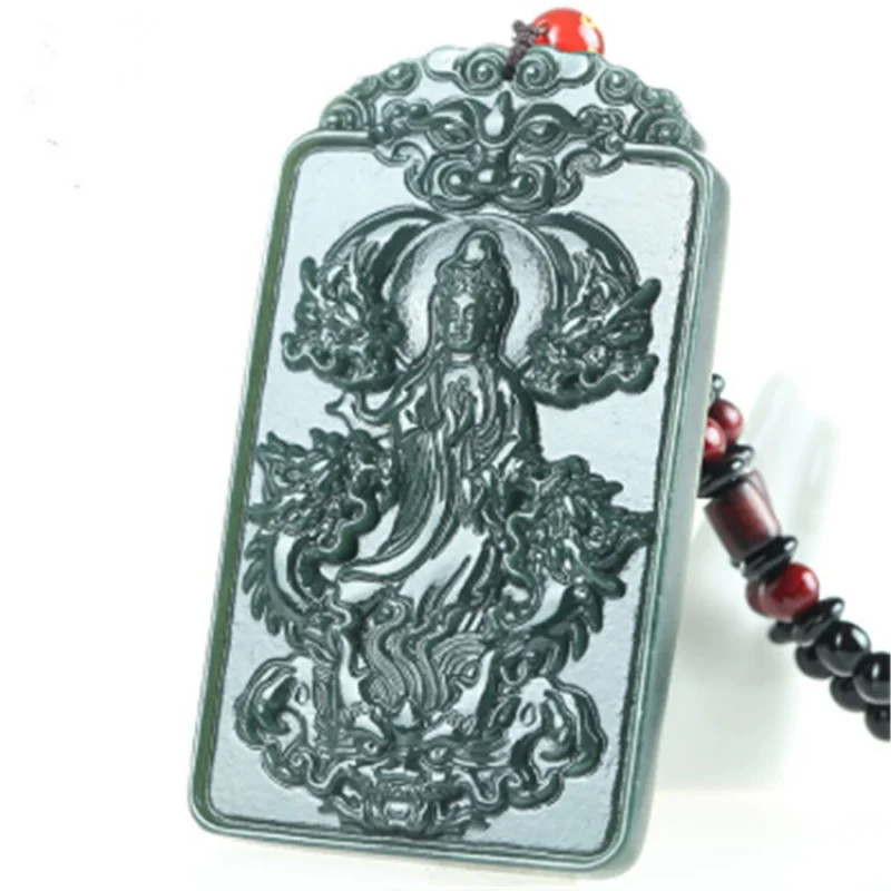 

Мужская нефритовая подвеска Green Nine Hetian Guanyin