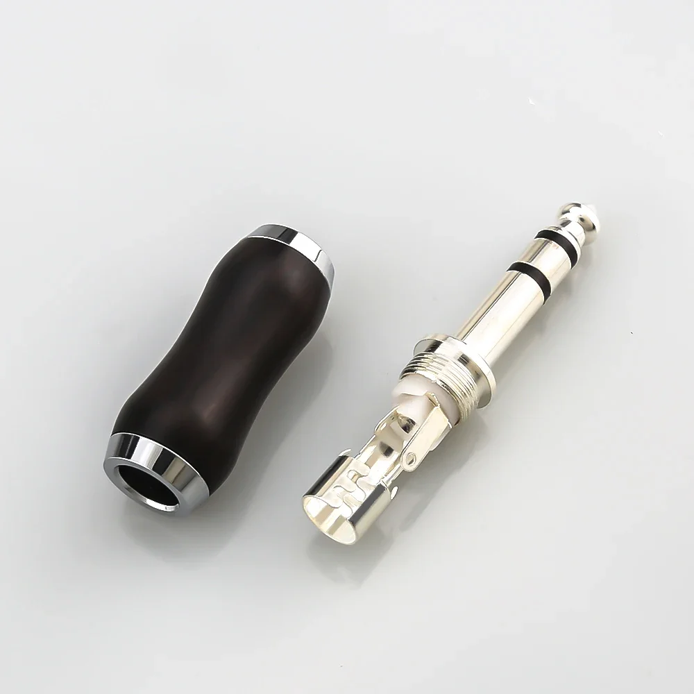 WH807 сандаловое дерево 6,35 Палисандр Серебряное покрытие 6,35 Стерео моно 6,5 мм Мужская розетка Проводной разъем Микрофон