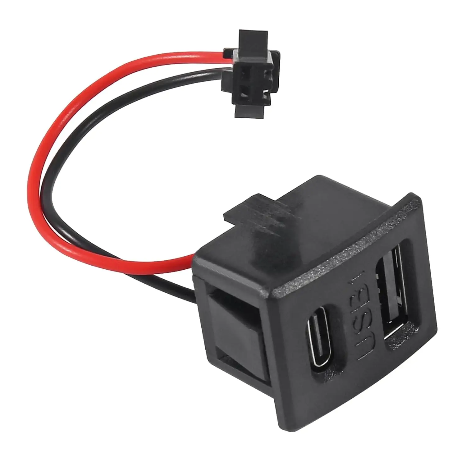 5Pcs Black Double Layer Usb Female Base Type-C Socket and Female Usb Lamp Charging Socket Power Socket With Cable Connector