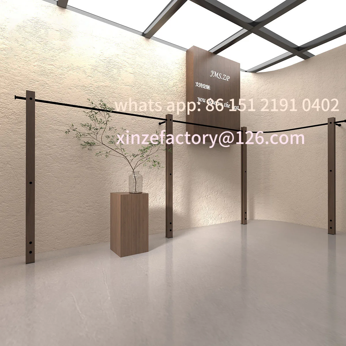 

Customizable clothing store display rack Solid wood wall hanging rod Wall floor hanger Special shelf