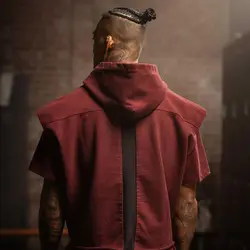 Camiseta sin mangas con capucha para hombre, Top deportivo transpirable, bordado sólido, bolsillos de retazos, moda coreana, Primavera, nueva tendencia
