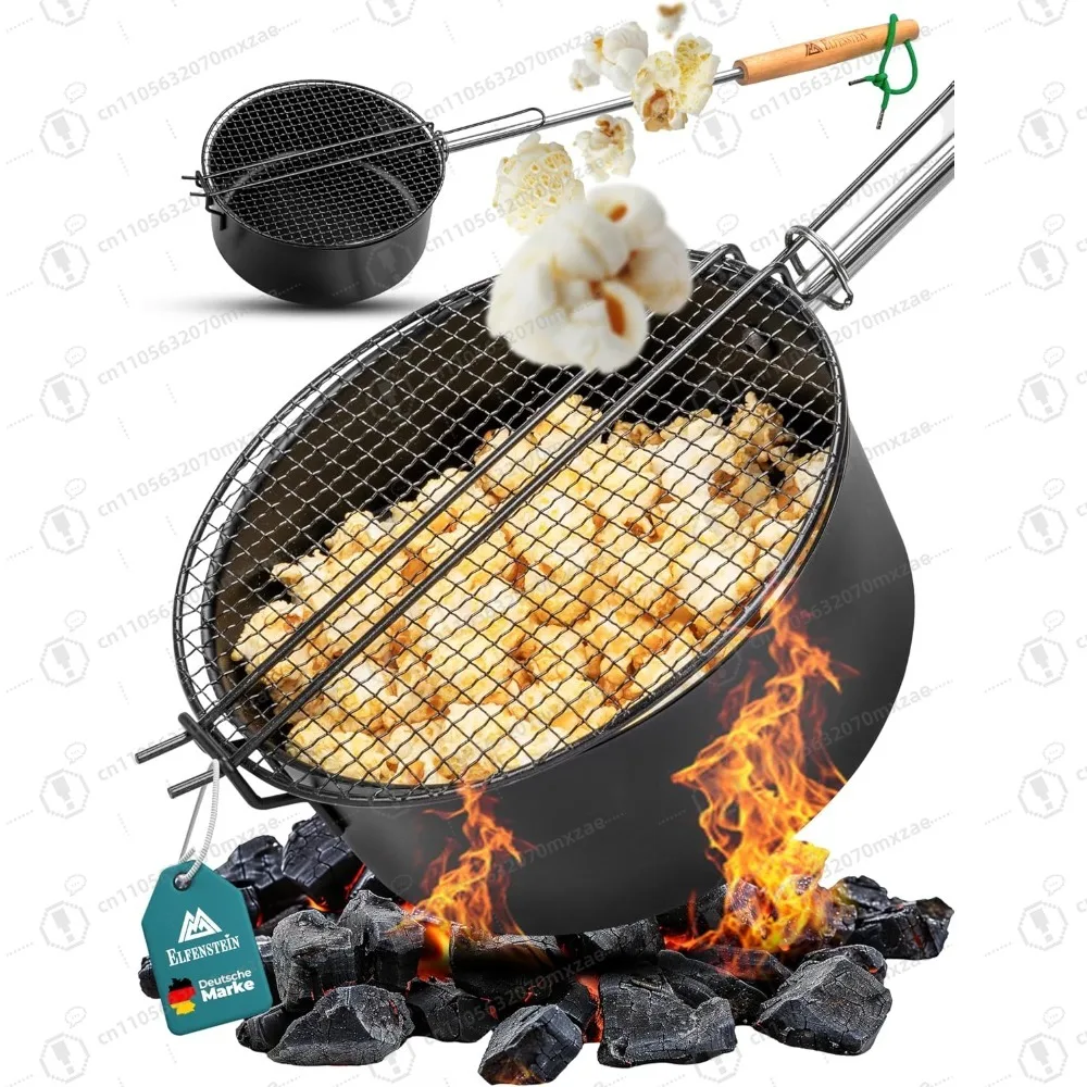 

Professional-Grade Campfire Popcorn Popper, Carbon Steel Pan with Secure Handle for Outdoor Fire Pit & Grilling